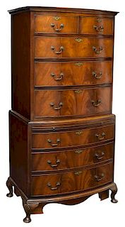 ENGLISH MAHOGANY EIGHT DRAWER CHEST ON CHEST