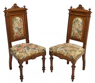(2) ITALIAN CARVED & UPHOLSTERED CHAIRS