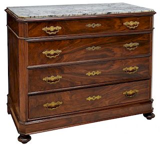 VICTORIAN MAHOGANY COMMODE WITH MARBLE TOP