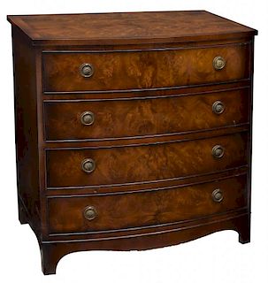 ENGLISH WALNUT FOUR DRAWER BOW FRONT CHEST