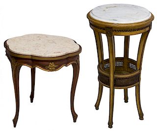 (2) MARBLE TOP OCCASIONAL TABLES
