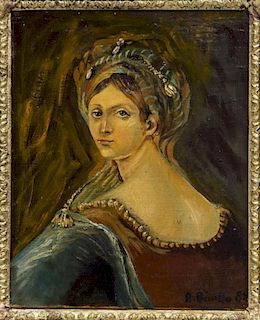 A. BINELLO FRAMED OIL ON CANVAS PORTRAIT OF WOMAN