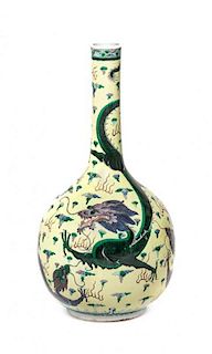 A Polychrome Enamel Porcelain Bottle Vase, Height 18 inches.