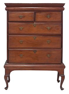 New England Queen Anne Pine Chest on Frame