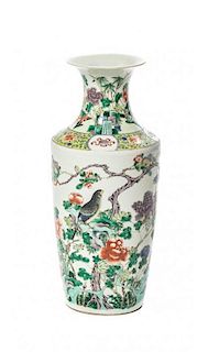 A Famille Verte Baluster Vase, Height 18 1/4 inches.