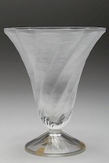 Lalique "Lucie" Frosted Crystal Swirl Vase