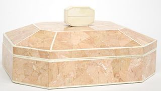 Maitland-Smith Mid-Century Modern Pink Marble Box