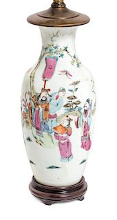 A Famille Rose Baluster Vase, Height 10 1/2 inches.