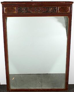 Chinoserie Red Lacquered Mirror