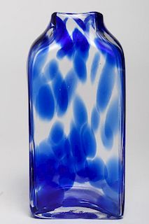Modernist Cobalt & Colorless Art Glass Vase