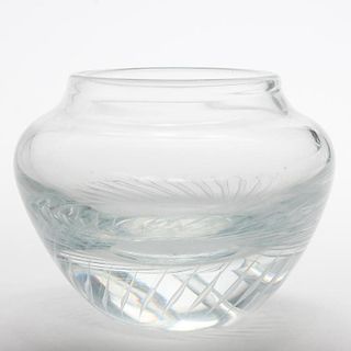 Green-Tinted Lead Crystal Olla-Form Vase