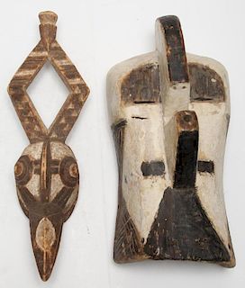 2 Vintage African Carved & Painted Tribal Masks