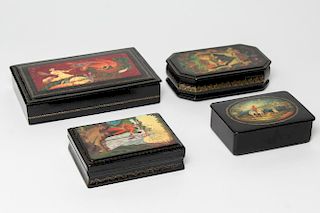 4 Russian Lacquer boxes