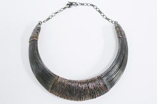 Sterling Silver-Wrapped Silver Choker Necklace