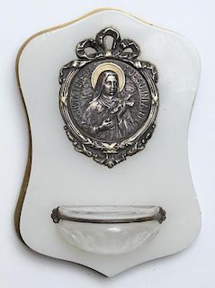 Onyx-Mounted Image of St. Teresa & Holy Water Font