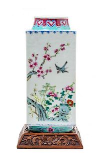 A Chinese Polychrome Enamel Porcelain Vase, Height 11 inches.