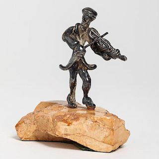 Ben-Zion Israeli Sterling Silver Fiddler Sculpture