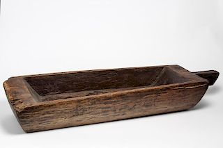 Rustic Antique Hand-Carved Wood Dough Bowl