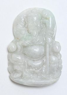 Chinese Carved Pale Celadon Jade Amulet Pendant