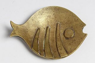 Walter Bosse Mid-Century Modern Brass Fish Ashtray