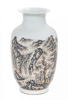 A Chinese Porcelain Polychrome Enamel Vase, Height 14 inches.