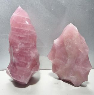 Lot of 2 Flame Carved and Polished Crystals.