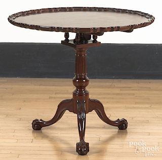 Chippendale style mahogany piecrust tea table, bra