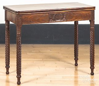 Sheraton mahogany games table, ca. 1815, 29 1/4" h