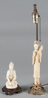 Chinese carved ivory buddha, early 20th c., 6" h.,