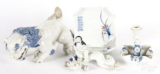 Chinese porcelain, to include a foo lion, a chambe