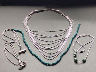 Turquoise and silver necklaces