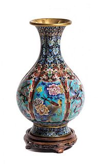A Chinese Cloisonne Enamel Vase, Height 20 1/2 inches.