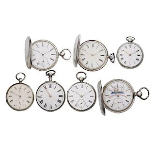 SEVEN ENGLISH SILVER 18TH & 19TH C. POCKET WATCHES