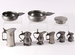 (9 PCS) EARLY PEWTER
