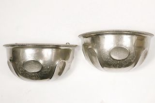 PAIR OF SILVER PLATED WALL PLANTERS