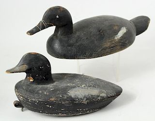(2) SIGNED RUSTIC WORKING DUCK DECOYS