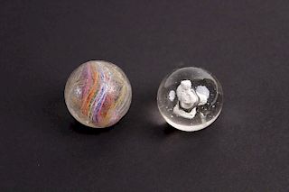 (2) EARLY GLASS MARBLES