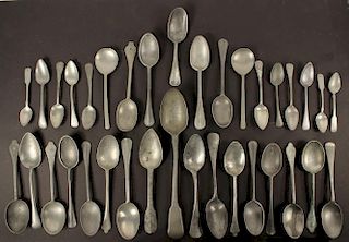 (35) 18TH C. & 19TH C. PEWTER SPOONS