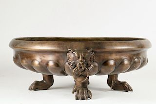 LARGE BRONZE FOOTED JARDINIERE