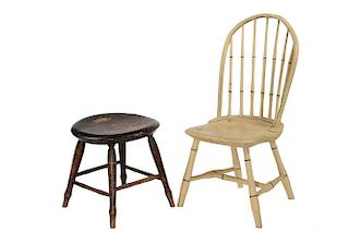 WINDSOR STOOL & CHILD'S BOWBACK CHAIR