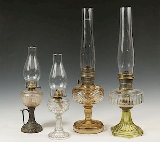 (4) ANTIQUE GLASS LAMPS