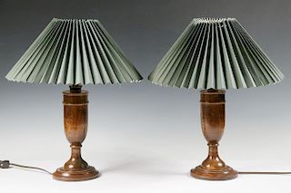 PAIR WOODEN LAMPS