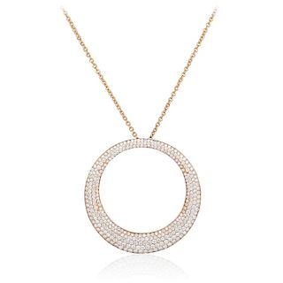 Roberto Coin Scalare Circle Diamond Pendant Necklace