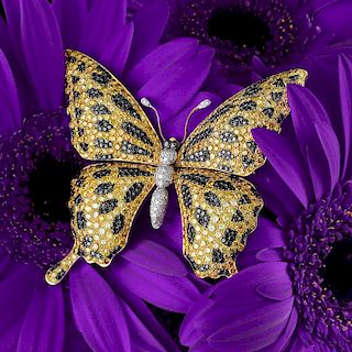 A Yellow Diamond Butterfly Brooch
