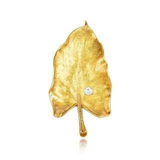 Cartier Gold and Diamond Leaf Brooch
