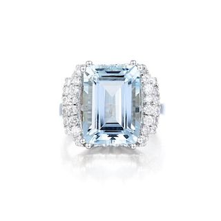 A 7.50-Carat Aquamarine and Diamond Ring