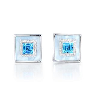 Galleria Legnazzi Topaz, Mother of Pearl and Diamond Earrings