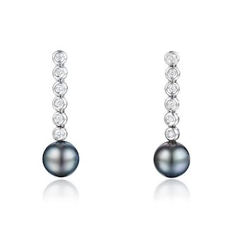 A Pair of Pearl and Diamond Earrings