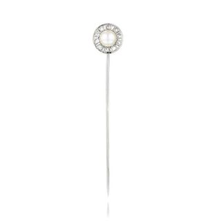 A Victorian Pearl and Diamond Stick Pin