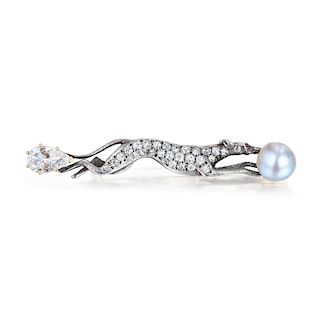 An Antique Diamond and Pearl Greyhound Brooch
